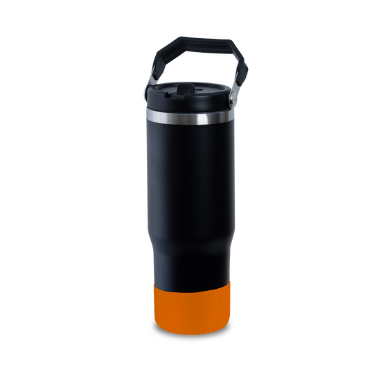 Termokubek Staffy ze stali nierdzewnej To Go, czarny/pomarańczowy